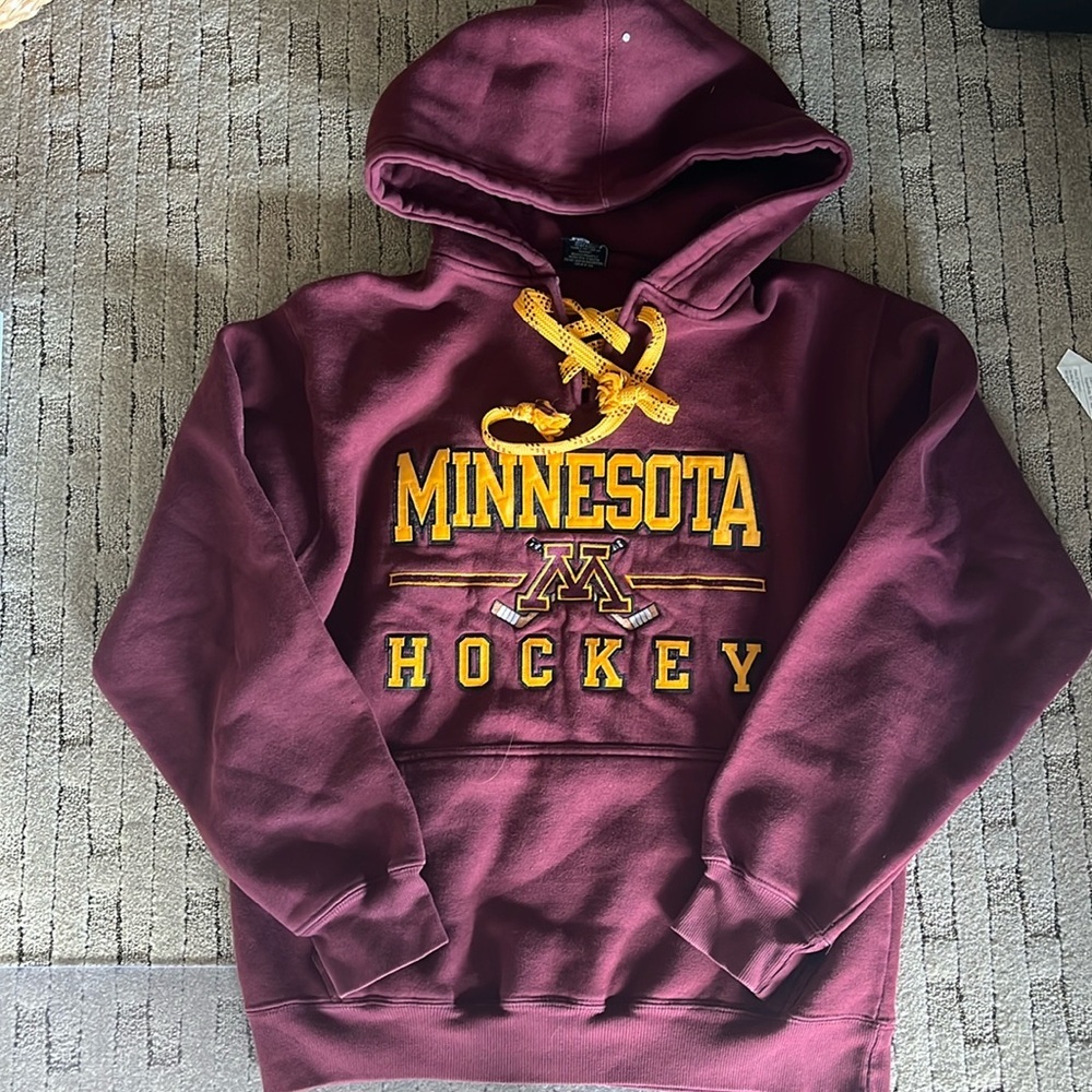 Minnesota hockey burgundy embroidered sweatshirt hoodie